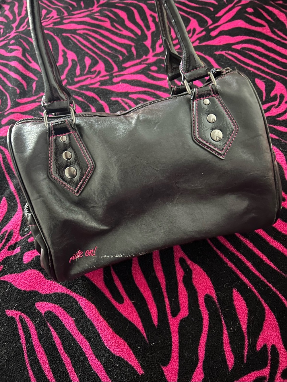 Y2k rare Fox racing Shoulder Bag with Pink Logo Accent - Picture 3 of 5